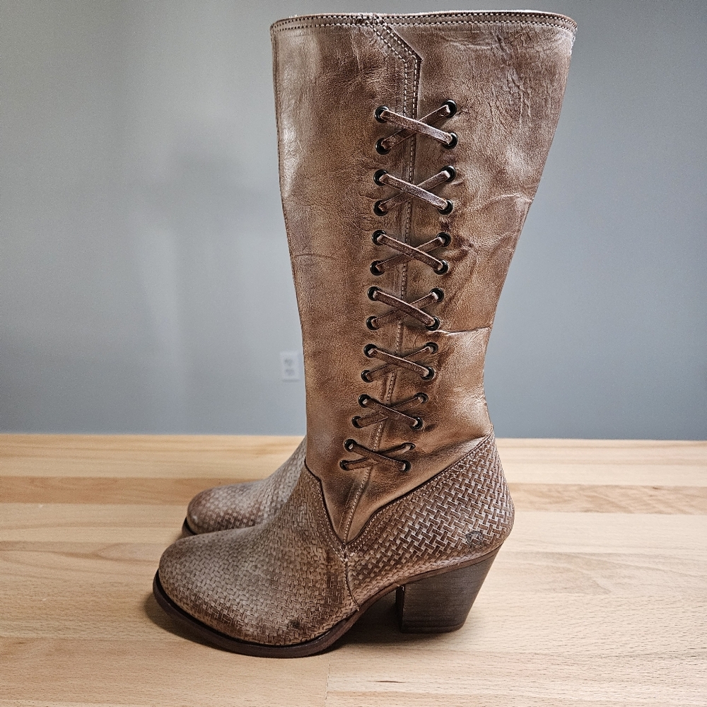 Roan by Bedstu Lace Up Style Leather Cowboy Boots 7.5 - Picture 3 of 13
